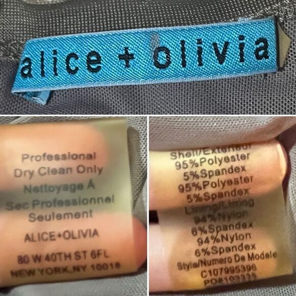 Alice + Olivia Champagne Silver Tabitha Bodycon Mini Dress Long Sleeve Shimmer S - Picture 9 of 10